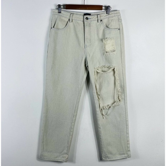 Vici Size Large Light Wash Distressed Boyfriend Denim Jeans - Picture 1 of 4